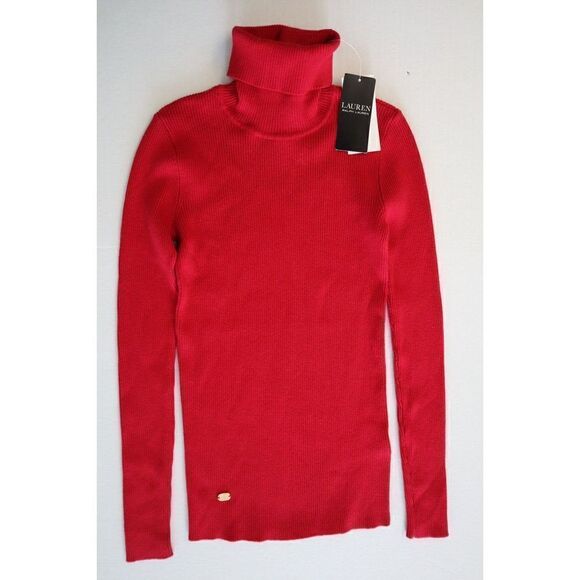 Lauren Ralph Lauren Women's Sz XS Red L/S Cotton Blend Turtleneck Sweater - Picture 1 of 4